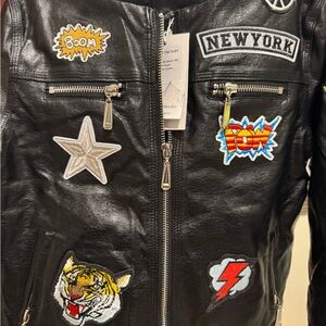 BNWT Lola + The Boys Black Jacket with Colorful Patches